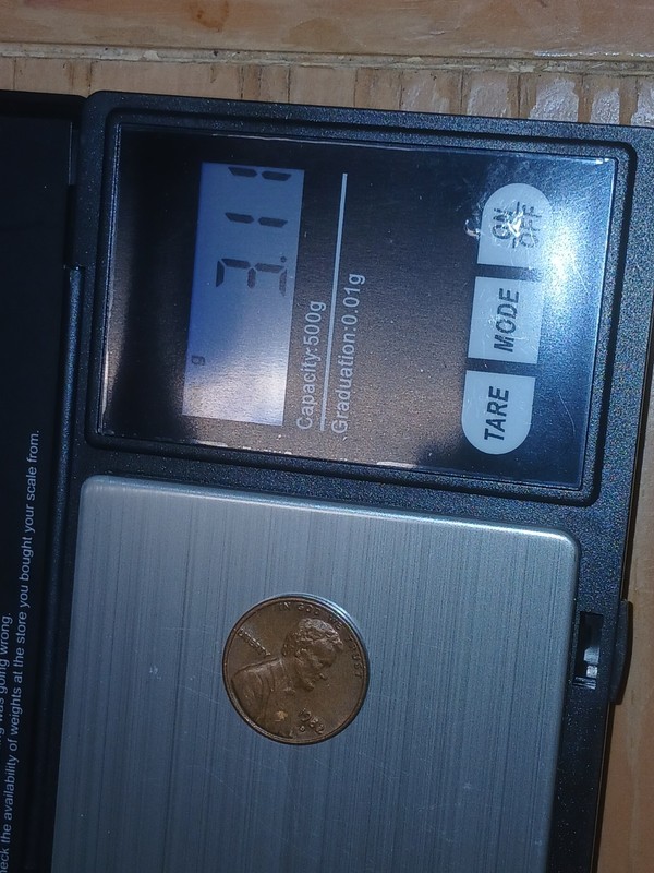 The Very Rare 1982 D Small Date Lincoln Penny weighing 3.1 Grams.