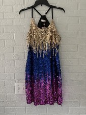 NWT Sequin Gold, Blue, and Purple Dress M