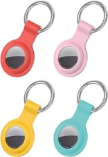 4 Pack Airtag Case Keychain Holder - Colorful Orange+Pink+Yellow+Mint Green 