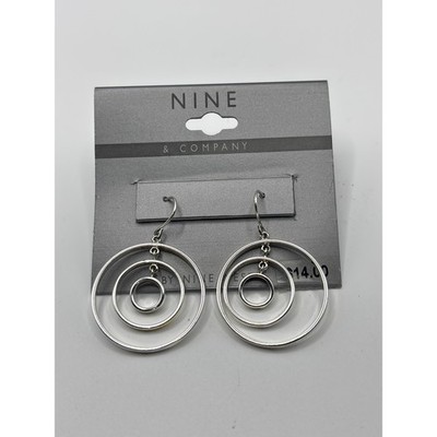 Nine & Company by Nine West Silver Tone Triple Concentric Circle Drop Earrings