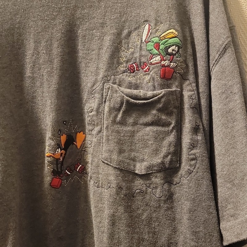 Warner Bros. Studio Store Looney Tunes Gray XL T-Shirt Marvin Martian Daffy Duc…