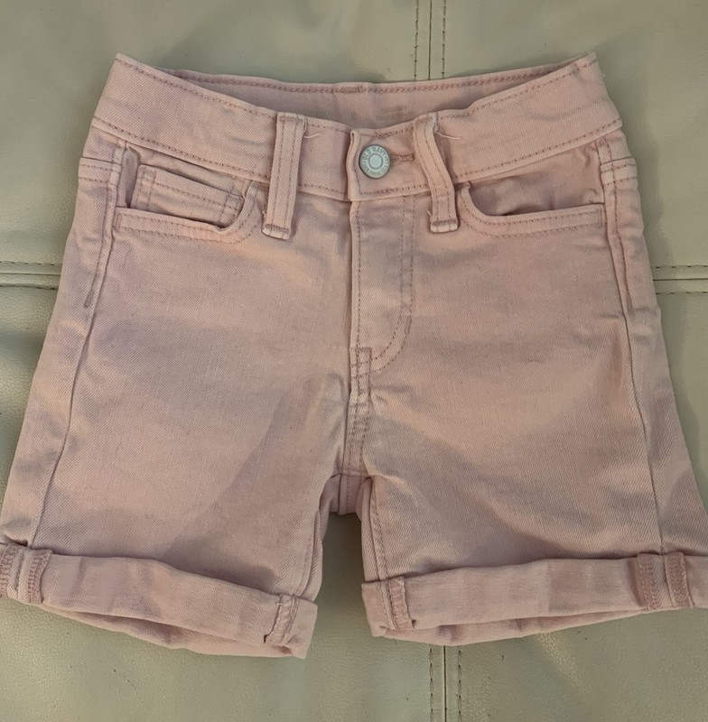 Old Navy Girls Pink Solid Denim Shorts Size 5 Rolled Hem Flat Pockets