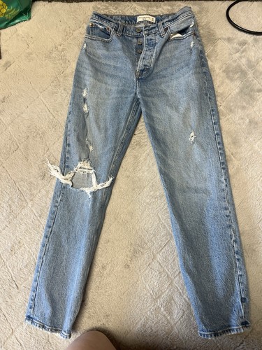 Abercrombie & Fitch The Dad High Rise Distressed Curve Love Jeans 25 / 0 L