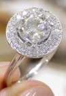 1.5 Ct White Round Cut Vvs1 Moissanite Halo Wedding Ring Sterling Silver Size 7