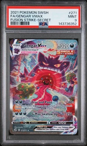 2021 POKEMON SWORD & SHIELD FUSION STRIKE SECRET #271 FULL ART/GENGAR VMAX PSA 9