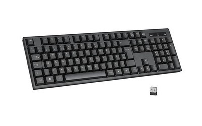 cimetech 2.4G Wireless Keyboard, QWERTY UK Full-Size Layout, USB Large, Black
