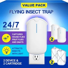 2 Flying Insect Traps & 2 Cartridges - Compatible with ZEVOM364A Refill Blue 
