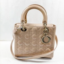 NO TARIFF Christian Dior Hand Bag Beige Patent leather 4752209