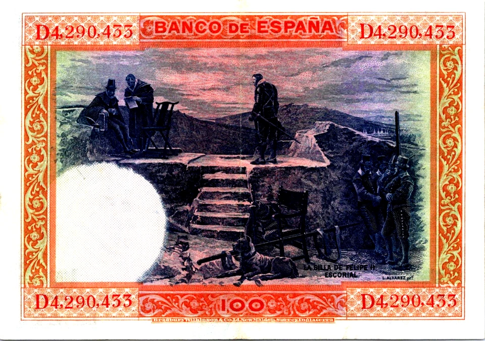 España 100 Pesetas 1925 AU-UNC Pick# 69c Foto 2 de 3