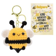 Gifts for Mom Positive Bee Keychain Hand-Knitted Crochet Bee with Wings Inspi...