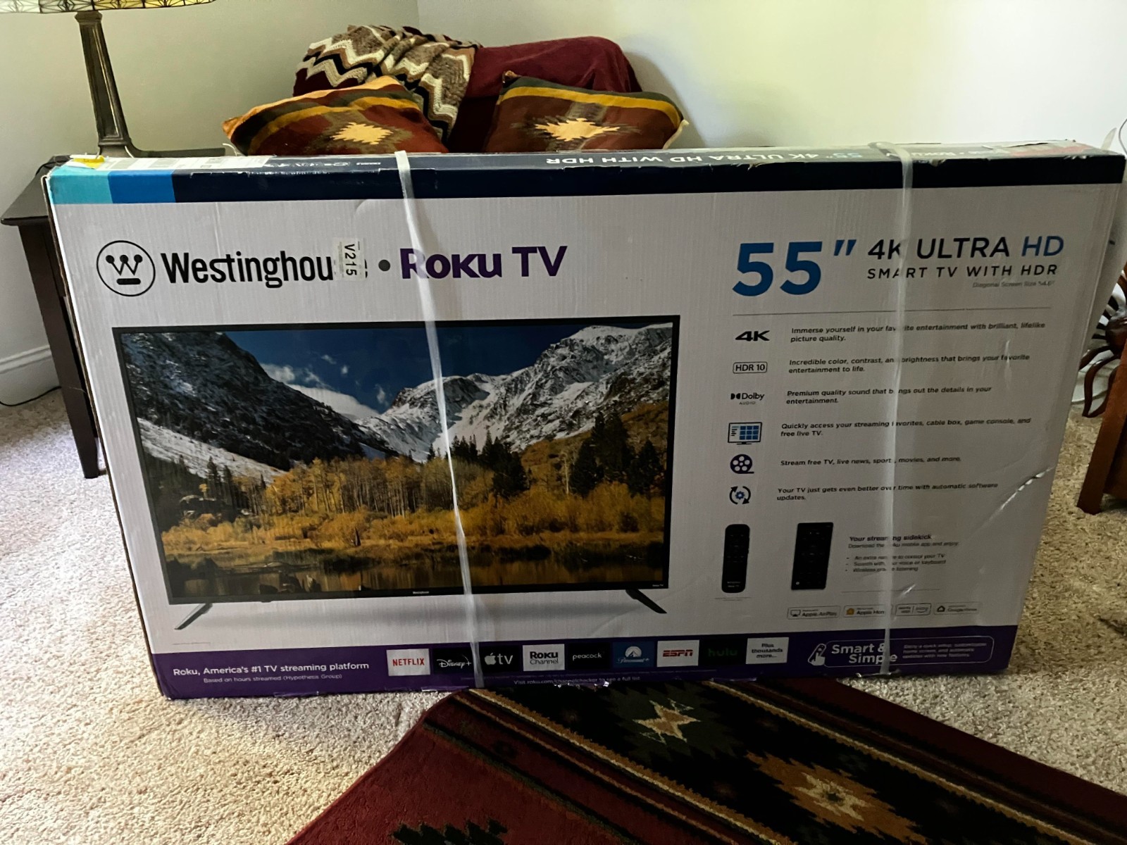 Westinghouse 55″ 4K Ultra HD Smart Roku TV with HDR + Computer Chair