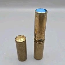 Vintage Max Factor Hollywood USA Azure Blue Eye Shadow Stick Gold Tube With Lid