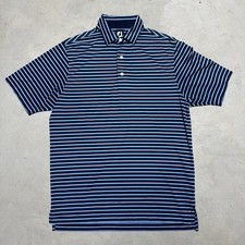 MINT FootJoy Shirt Men s SZ Medium Striped Golf Polo Wicking Blue Performance