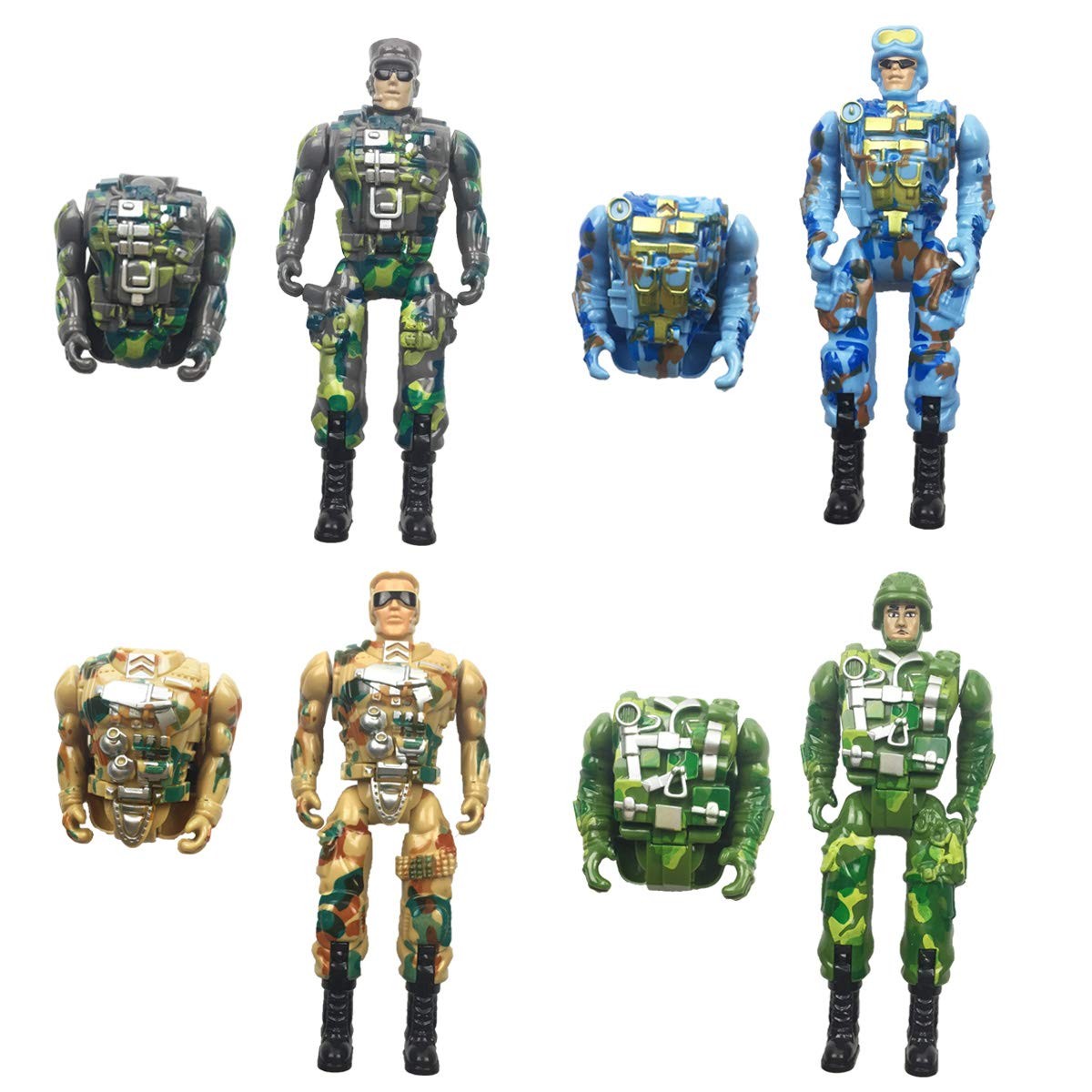 4 Pack Jumbo Soldier Transformer Easter Eggs Toy Inside Action Figure Gift Boys