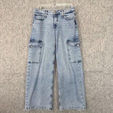 Silver Jeans Co Suki Cargo Wide Leg Jeans Womens 28 Light Wash Stretch Denim 32"