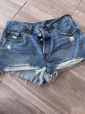 Levi's 501 Women's Distressed Denim Shorts, Size 30, Light Wash with Button Fly