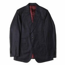GUCCI Jacket Navy Navy Size:48 Sherry Line Pinstripe Peak Lapel 2B Wool Tailored