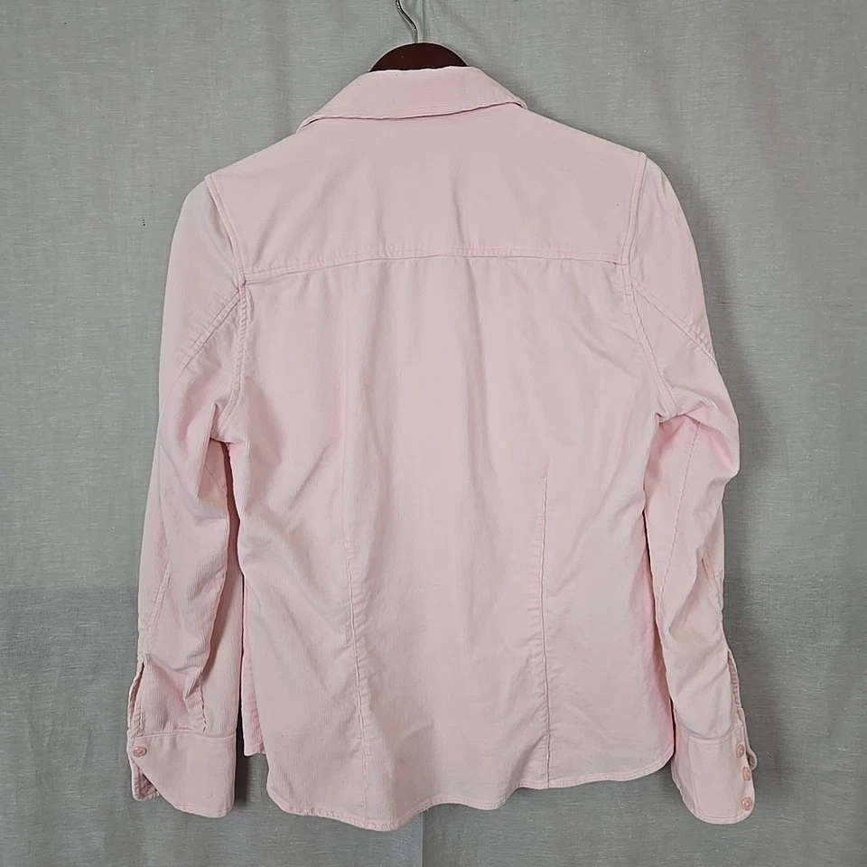 Steve & Barry's女式衬衫M粉色纽扣长袖棉混纺 — 第 2/4 张图片