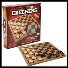Wooden Checkers Board Game - Tabletop Family Game Classic