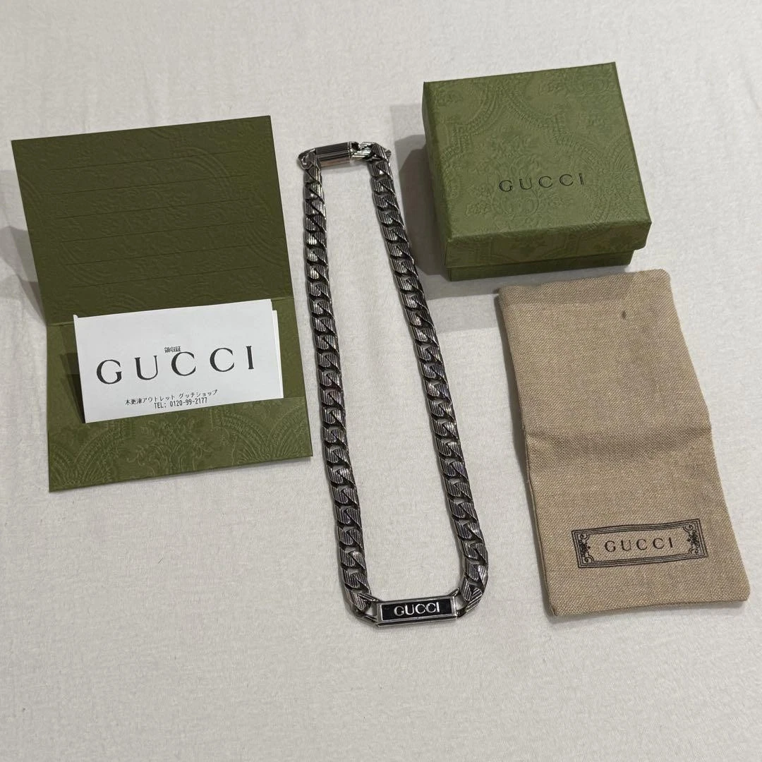Collana cubana GUCCI in argento con accessori smalto rara nuova mai usata da JPN