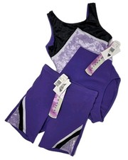 Gilda Marx VTG Cotton Velvet 2-pc Leotard Shorts Set Purple Adult S/XS Y/J