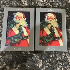 2 Hallmark Santa Inspired Christmas Holiday Greeting Cards Box Of 16 Glitter New