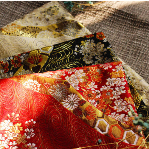 Brocade Damask Fabric Faux Silk Satin Embroidery Japanese Cherry Costume Ethnic - Picture 2 of 16