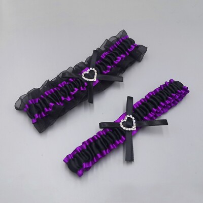 Purple and Black Wedding Garter Belt Set Bridal Garters for Bride Leg Garter  | eBay