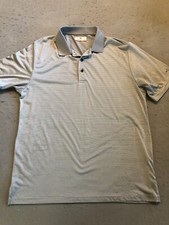 Grand Slam Golf Polo Shirt Men's Large Light Gray/White Stripe Active Casual Top