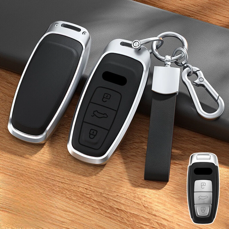 Aluminum Alloy Leather Car Key Case Cover For Audi A3 A6 A7 A8 S8 Q8 E-Tron S3 - Image 4 of 4