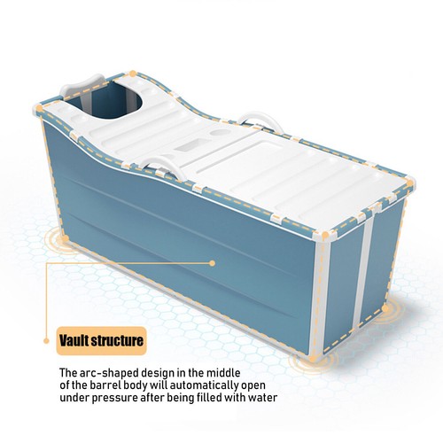 Foldable Bathtub Adult Freestanding Portable Plastic Shower Bucket - Picture 2 of 12