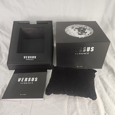 Watch Box Genuine Versus Versace Milano Black/Silver Watch Box, Book, Pillow 