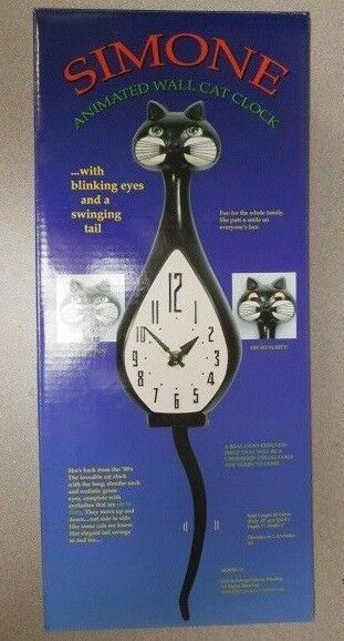 Dessousa Simone Animated Cat Standard Wall Clock - Black (63) for