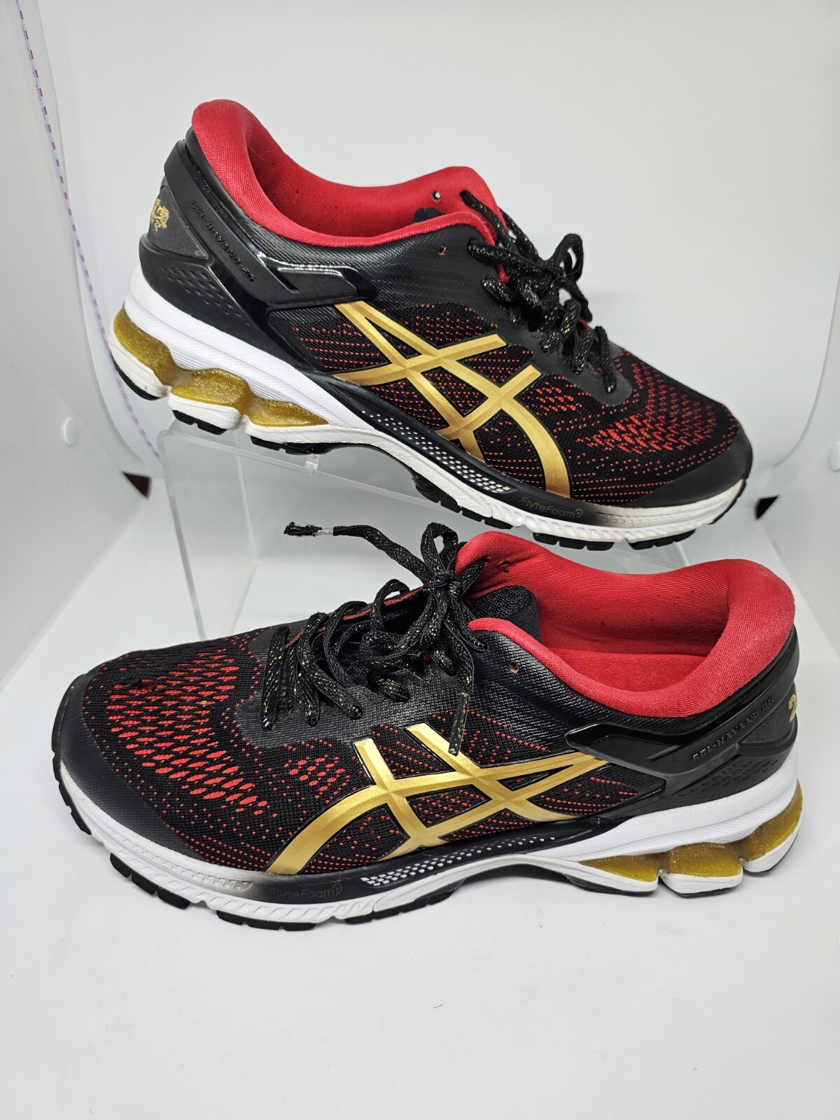ASICS Gel-Kayano 26 Black Red Gold Size US 41 Euro 26cm Womens