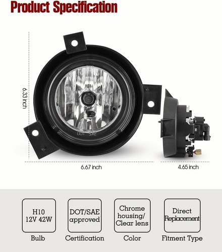 For 2001-2003 Ford Ranger Black Halogen Fog Lights Front Bumper Driving Lamps - Picture 4 of 9