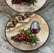 Large Pasta Bowls Certified International 9 Inch Wine Theme Grapes Set Of 2 New