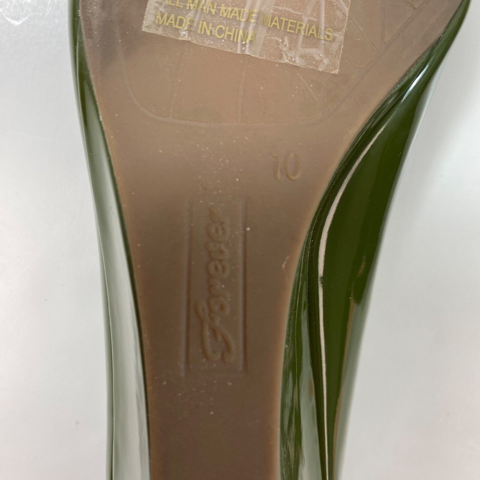 Forever Womens Olive Green Peep Toe Wedge Office Work SlipOn 2.5" Heel