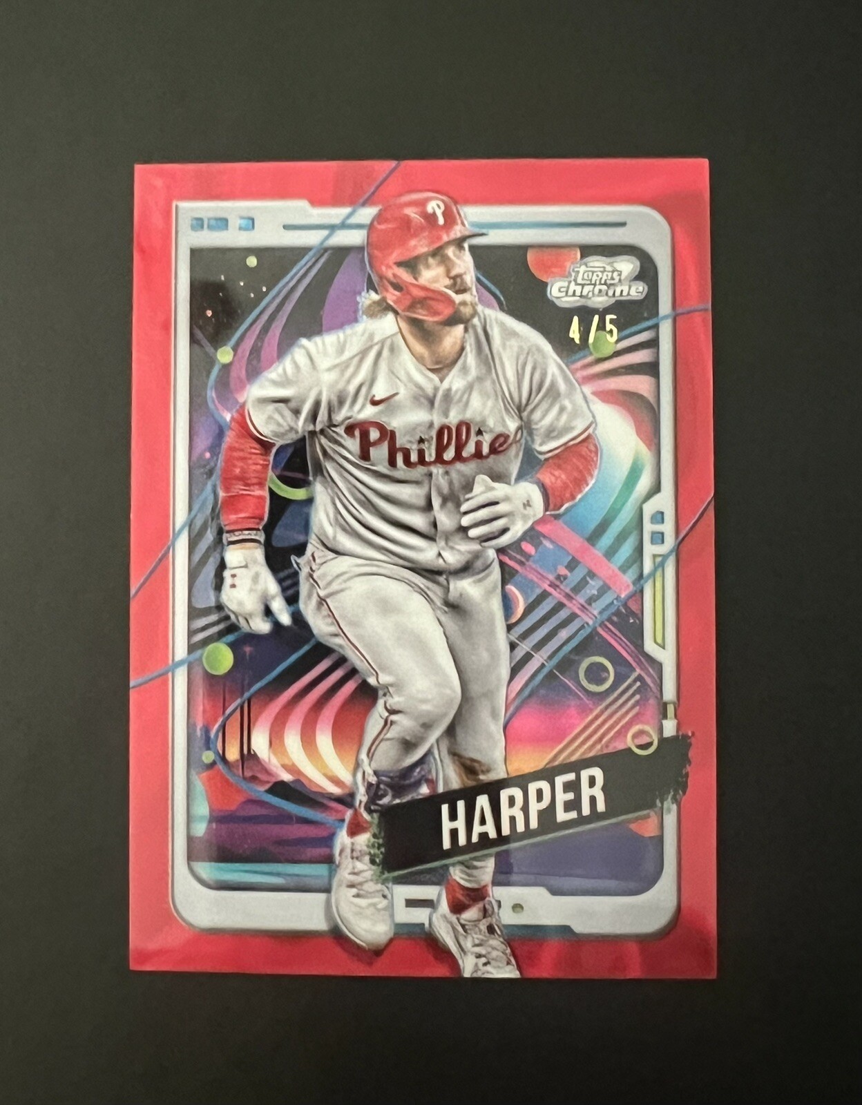 2024 Topps Cosmic Chrome BRYCE HARPER Red Flare Refractor 4/5 PHILLIES #164 🔥⚾️