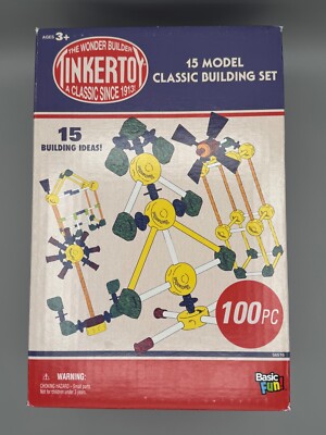 Tinkertoy Wonder Builder Basic Fun 15 Model Classic Building Set 100 Piece - NEW