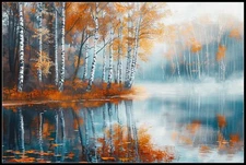 Fall Forest Reflection - DIY Chart Counted Cross Stitch Patterns Needleworks DMC