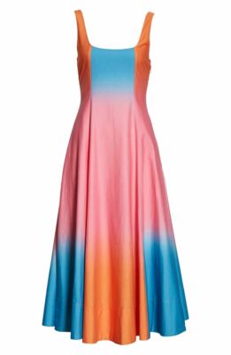 staud pink and orange dress STAUD Gulf A-Line Cutout Dress Orange & Pink