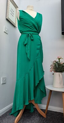 FLOUNCE LONDON Emerald Green Wrap Dress Size 10 Sold Out In Store Partys  (D34) | eBay UK