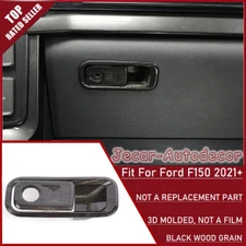 ✅Black Wood Co-pilot Storage Box Handle Passenger Cover Trim For Ford F150 2021+