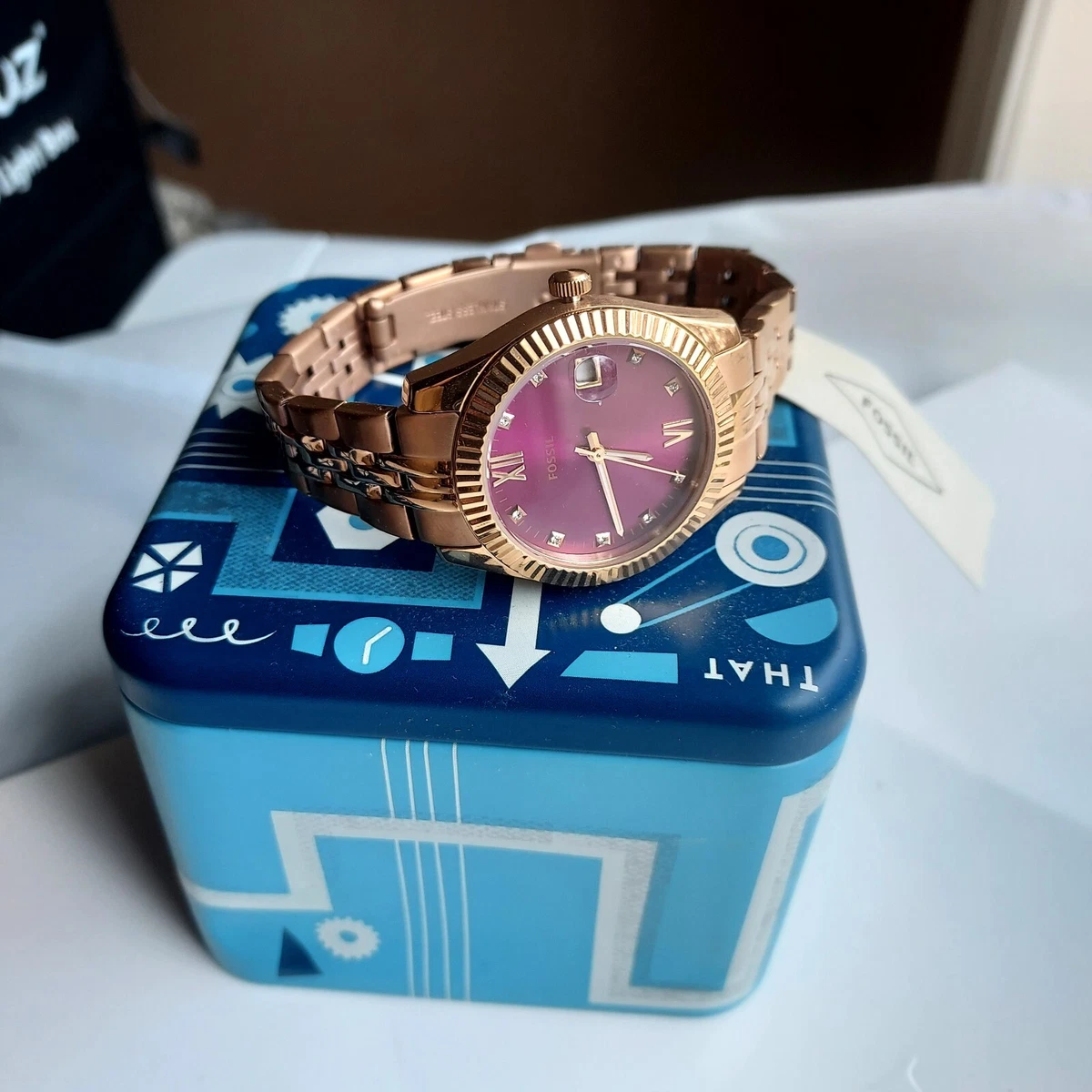 Fossil Ladies Scarlette Mini Rose Gold Tone Stainless Bracelet
