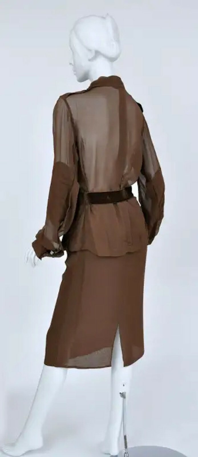 S S 2002 tuta safari in seta vintage Tom Ford per Yves Saint Laurent cognac