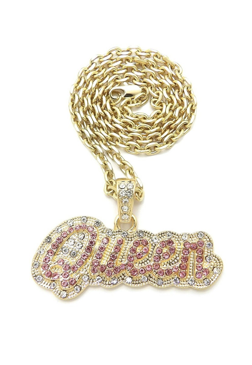 アクセサリー DIFFERENT NECKLACE PREMIUM Hip Hop Stone Filled Queen Pendant 18