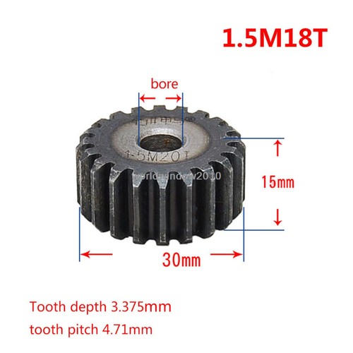 45# Ingranaggio a Spurone Acciaio 1.5M12T-60T Metal Mod 1.5 Pignone Ingranaggio 12-60 Denti Moter Gear - Foto 19 di 61