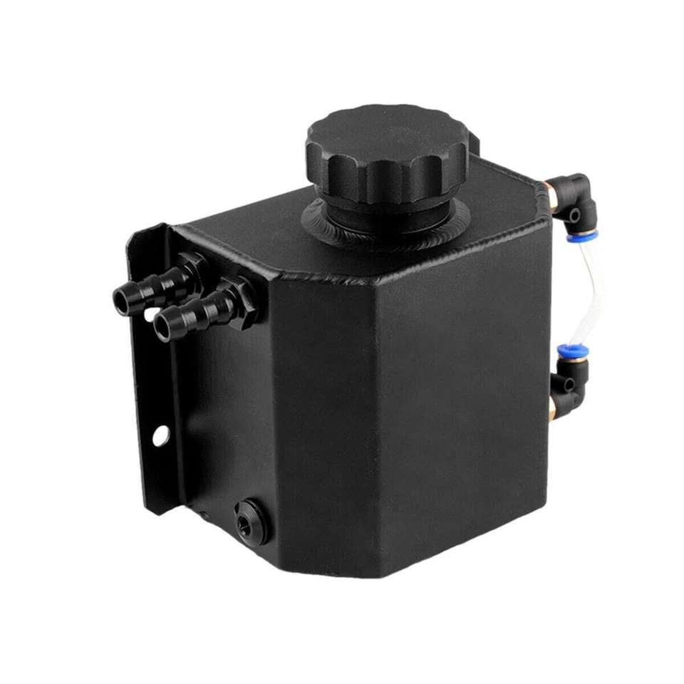 Black Aluminum Radiator Coolant Overflow Recovery Water Bottle Tank Reservoir1L - Imagem 2 de 4