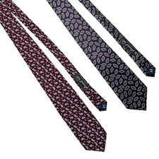 Vintage (2) Polo Ralph Lauren Necktie Paisley Red Made in USA SILK Handmade