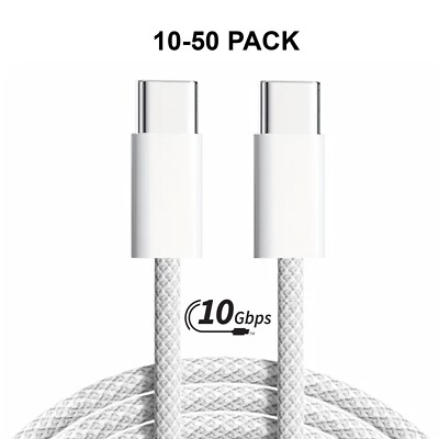 5-100 PK Lot 3ft USB-C Charging Braided Cord Power Cable Samsung iPhone 15 16 17